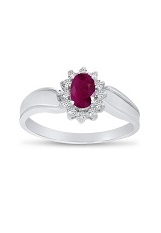 nice white gold oval ruby gemstone baby birthstone ring